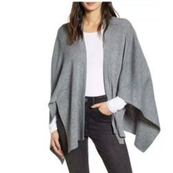 Rebecca Minkoff Sweaters - REBECCA MINKOFF MILANO CAPE HEATHER GREY OPEN FRONT CARDIGAN SWEATER WOOL OS NWT